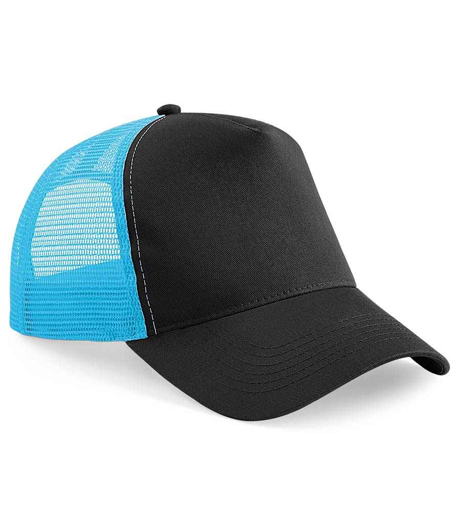 Beechfield Beechfield Snapback Trucker Cap Black/Surf Blue