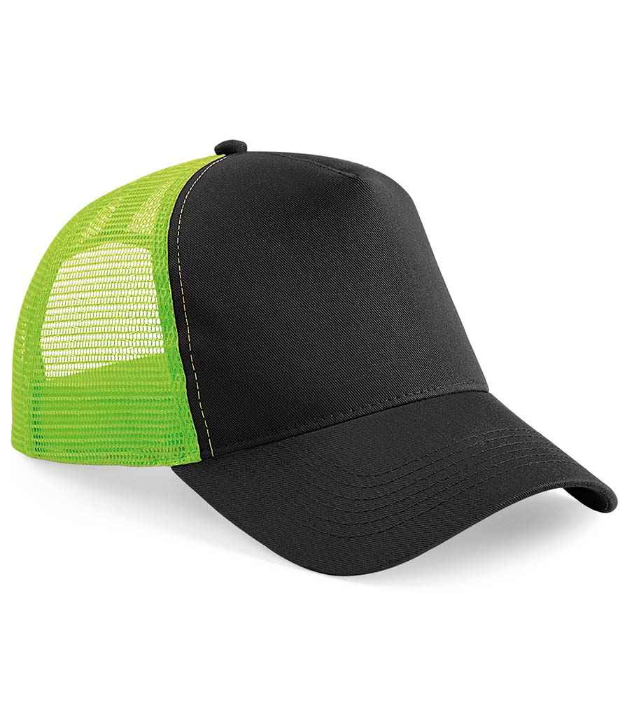 Beechfield Beechfield Snapback Trucker Cap Black/Lime Green