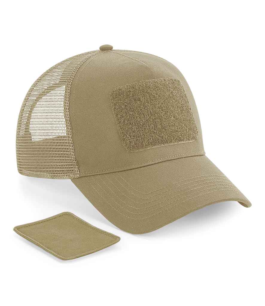 Beechfield Patch Snapback Trucker Cap in Desert Sand