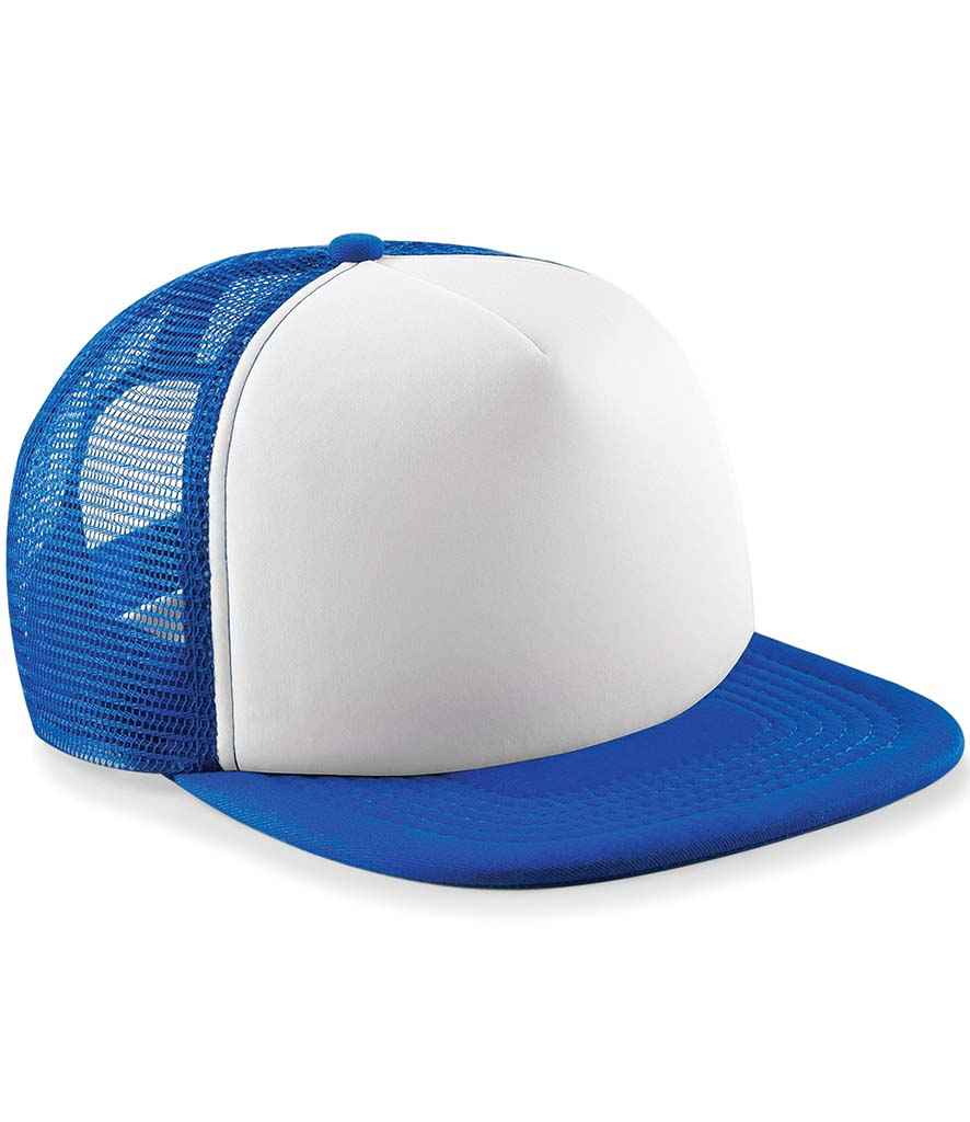 Beechfield Beechfield Kids Vintage Snapback Trucker Cap Bright Royal/White