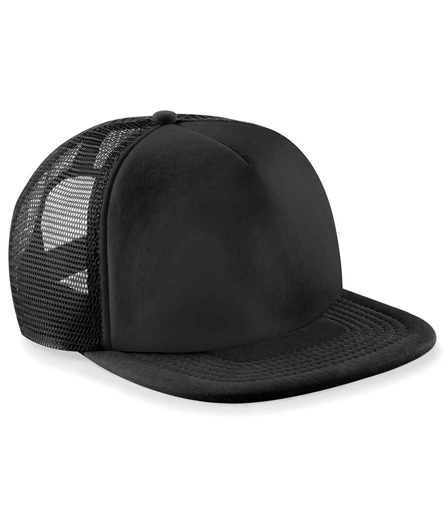 Beechfield Vintage Snapback Trucker Cap in Black/Black