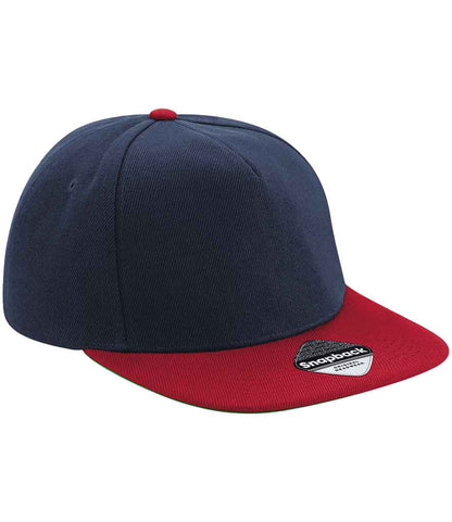 Beechfield Original Flat Peak Snapback Cap in Navy/Classic Red