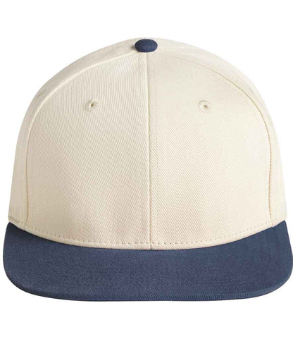 Beechfield Contrast Flat Peak 6 Panel Cap in Natural/Navy