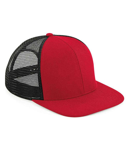 Beechfield Original Flat Peak 6 Panel Trucker Cap in Classic Red/Black