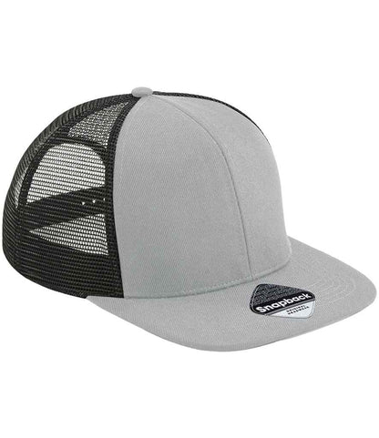 Beechfield Original Flat Peak 6 Panel Trucker Cap in Grey/Black