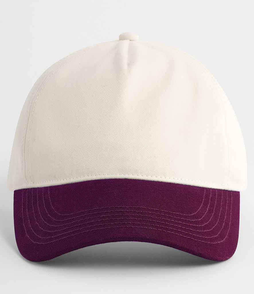 Beechfield Contrast Peak Leisure Cap in Natural/Burgundy