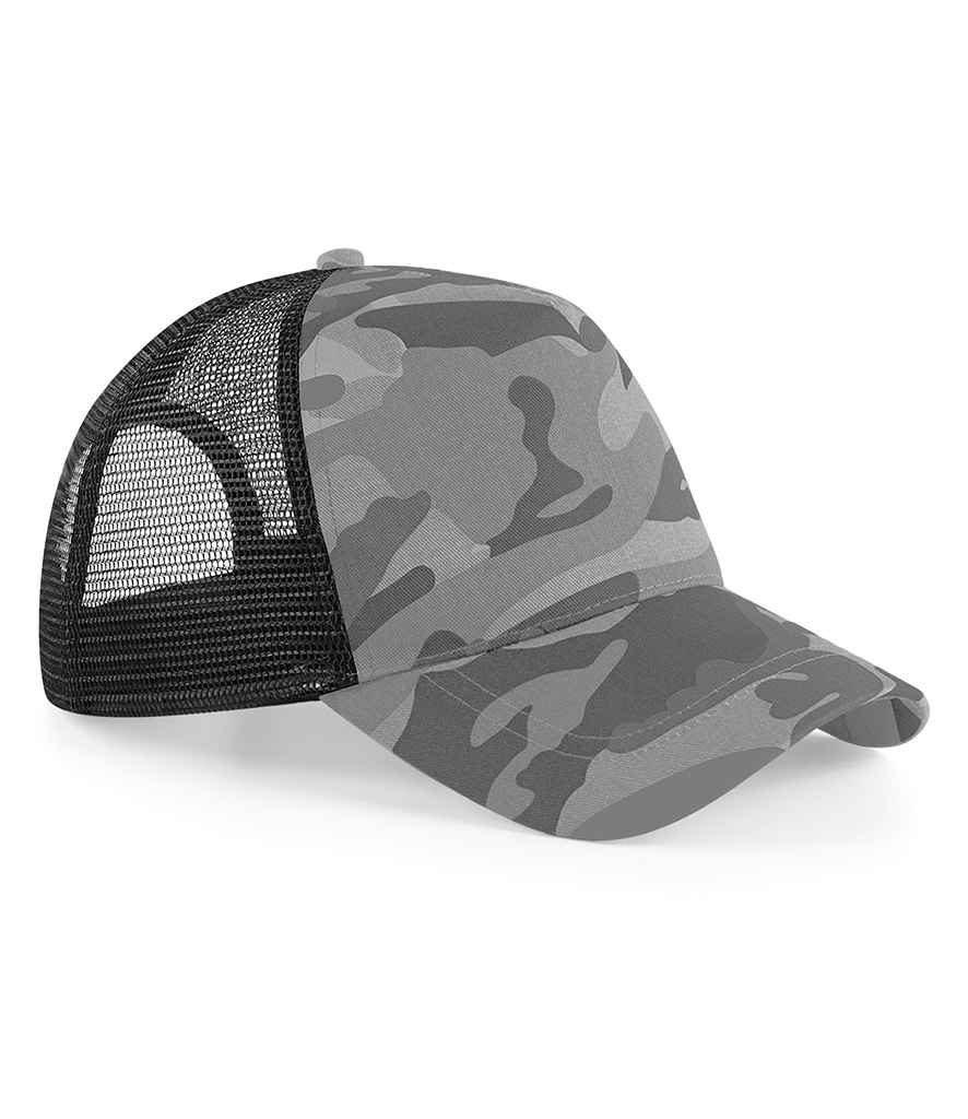 Beechfield Camo Snapback Trucker Cap in Arctic Camo