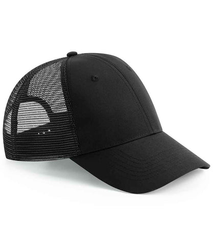 Beechfield Recycled 6 Panel Snapback Trucker Cap in Black