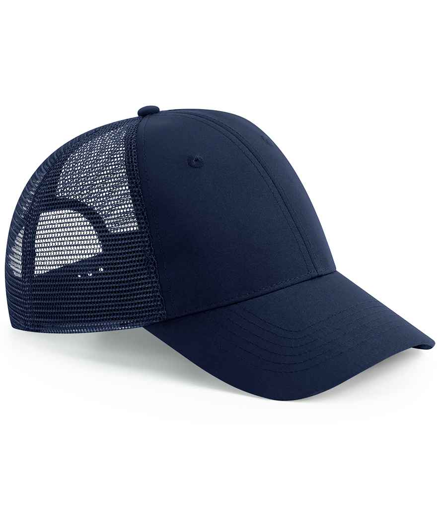Beechfield Recycled 6 Panel Snapback Trucker Cap in French Navy