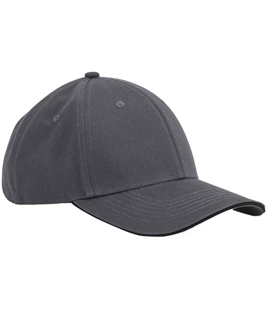 Beechfield EarthAware® Classic Organic Cotton 6 Panel Sandwich Peak Cap in Graphite Grey/Black