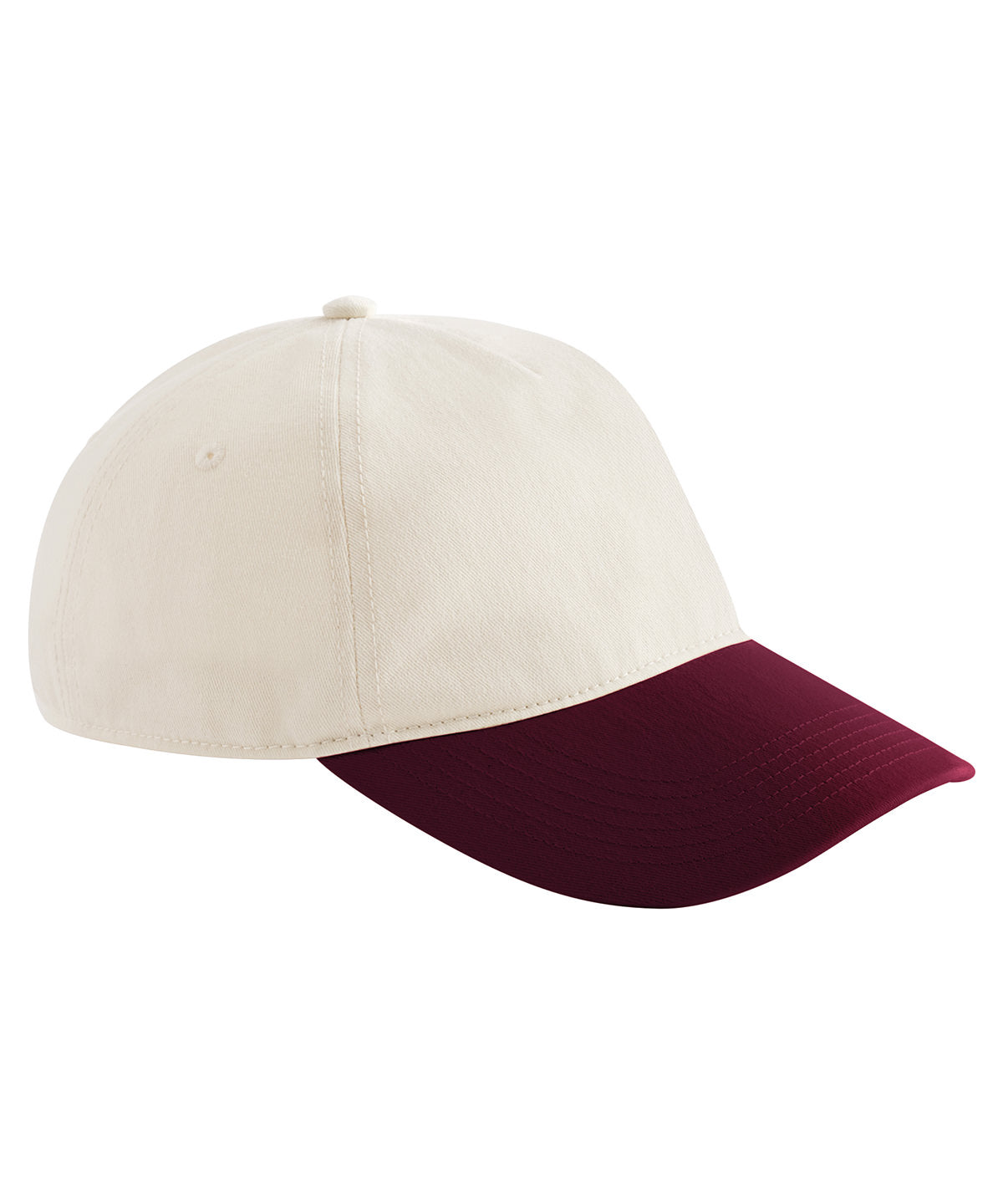 Beechfield Contrast peak leisure cap Natural/Burgundy