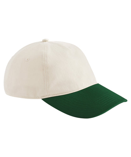 Beechfield Contrast peak leisure cap Natural/Forest Green