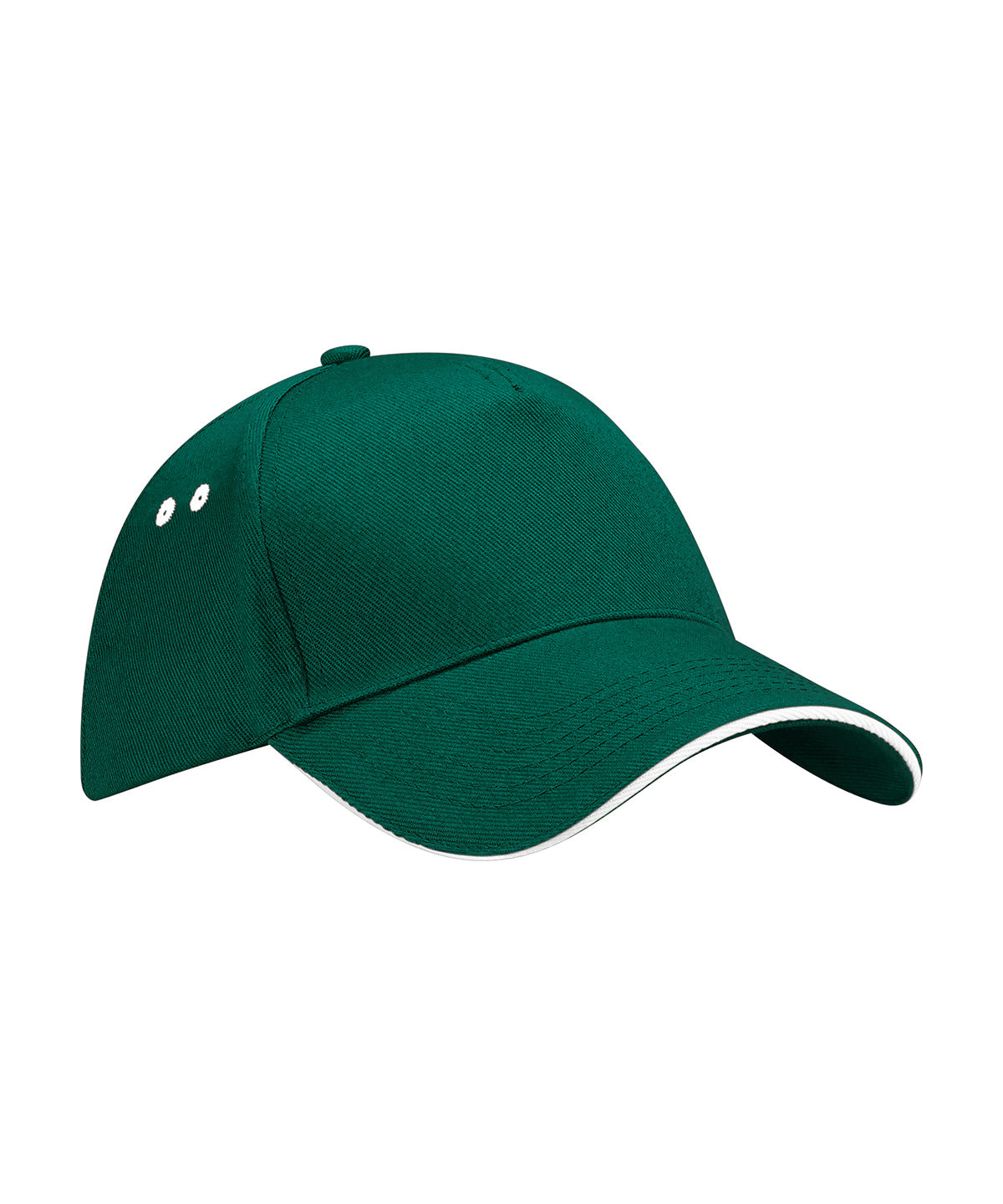 Beechfield Ultimate 5-panel cap - sandwich peak Bottle Green/White