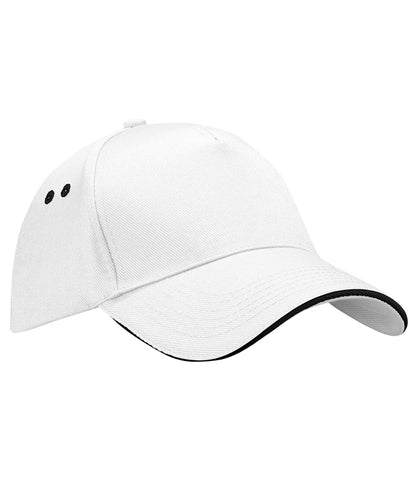 Beechfield Ultimate 5-panel cap - sandwich peak White/Black