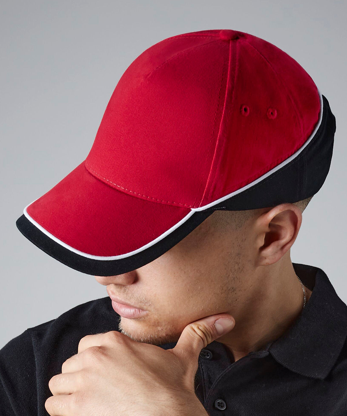 Beechfield Teamwear competition cap Black/Classic Red