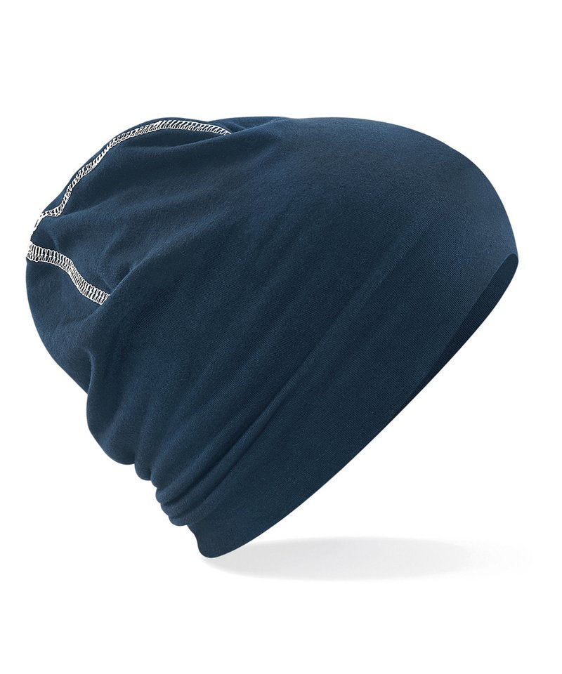 Beechfield Hemsedal cotton beanie French Navy/White
