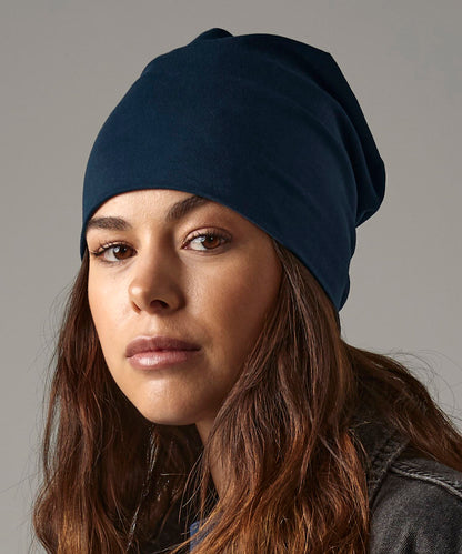 Beechfield Hemsedal cotton slouch beanie Black