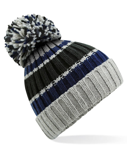 Beechfield Hygge striped beanie Blue Steel