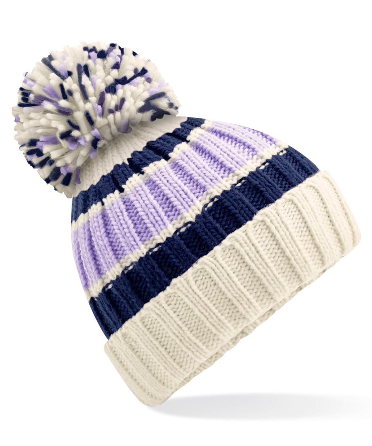 Beechfield Hygge striped beanie Blueberry Cheesecake
