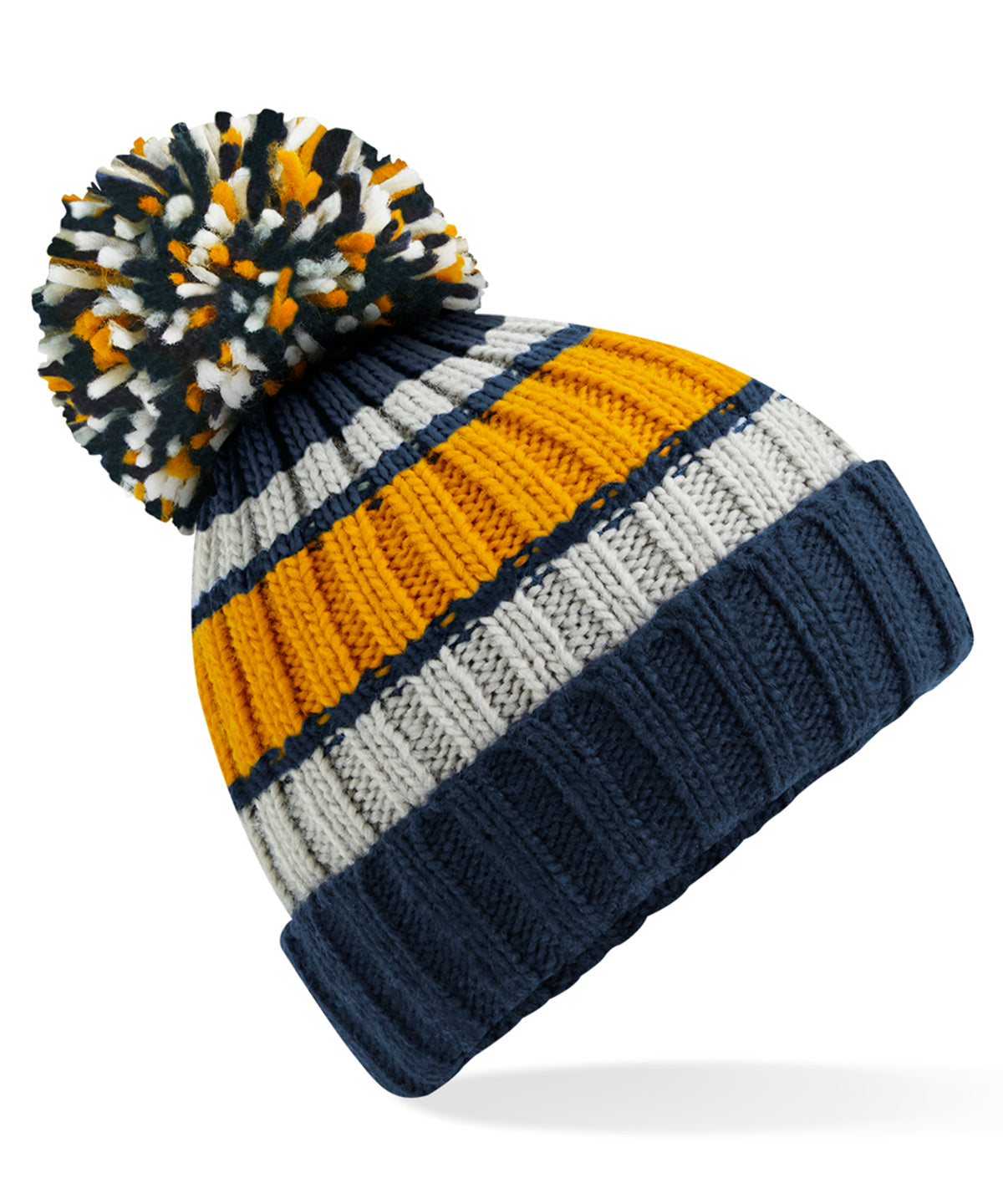 Beechfield Hygge striped beanie Dijon Blue