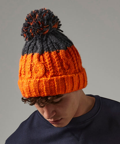 Beechfield Apres beanie Azure Blue/Oxford Navy