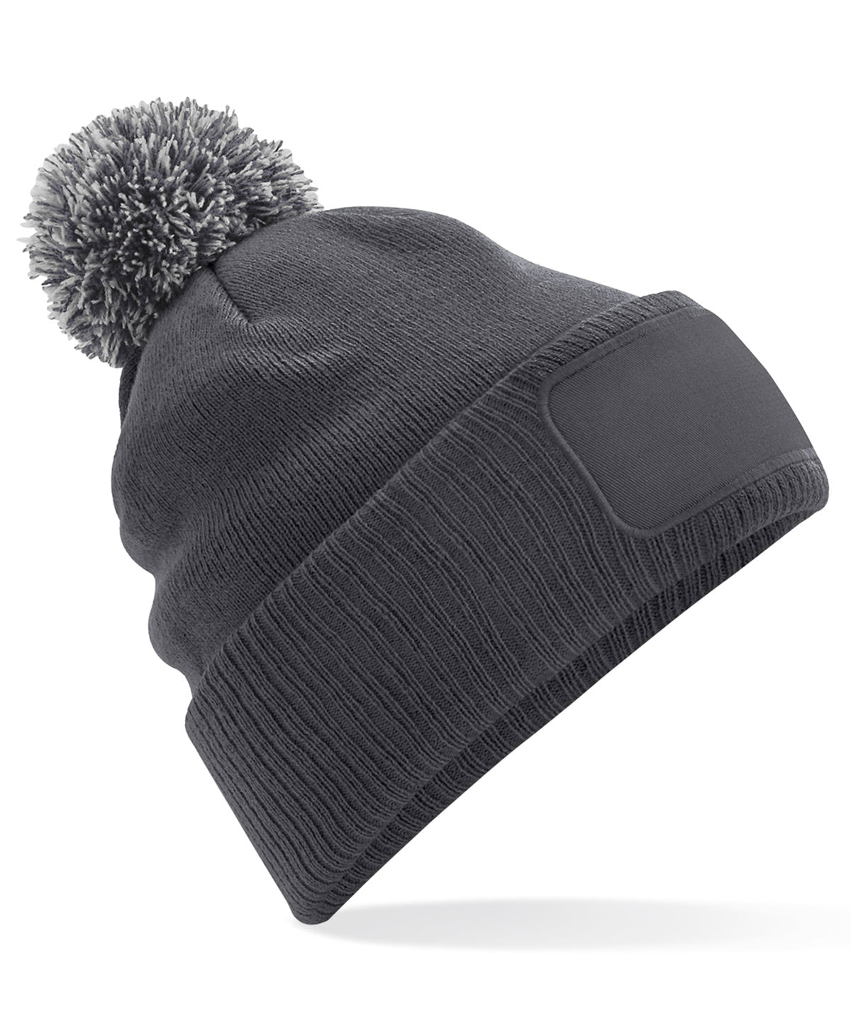 Beechfield Snowstar® patch beanie Graphite Grey/Light Grey