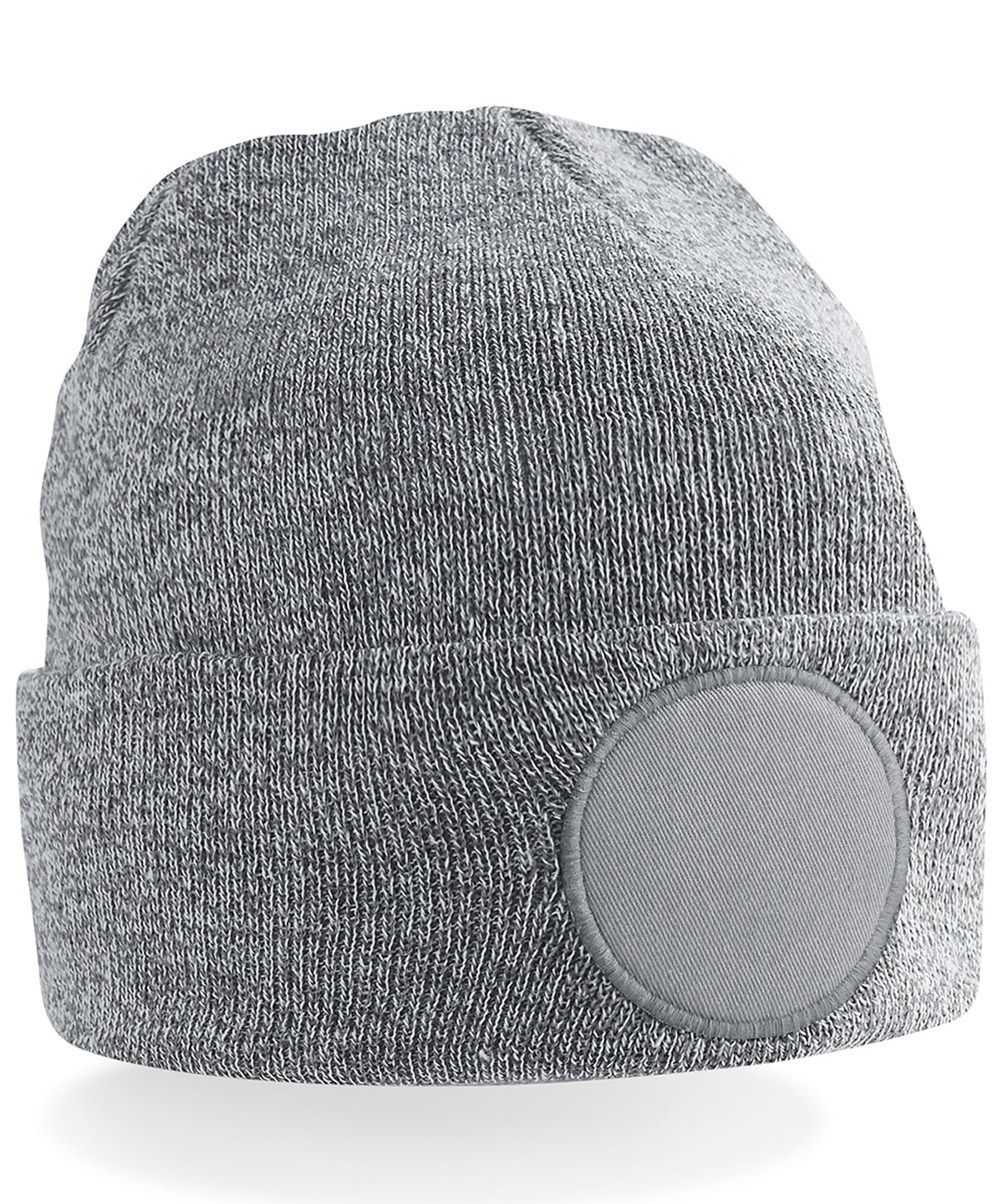 Beechfield Circular patch beanie Heather Grey