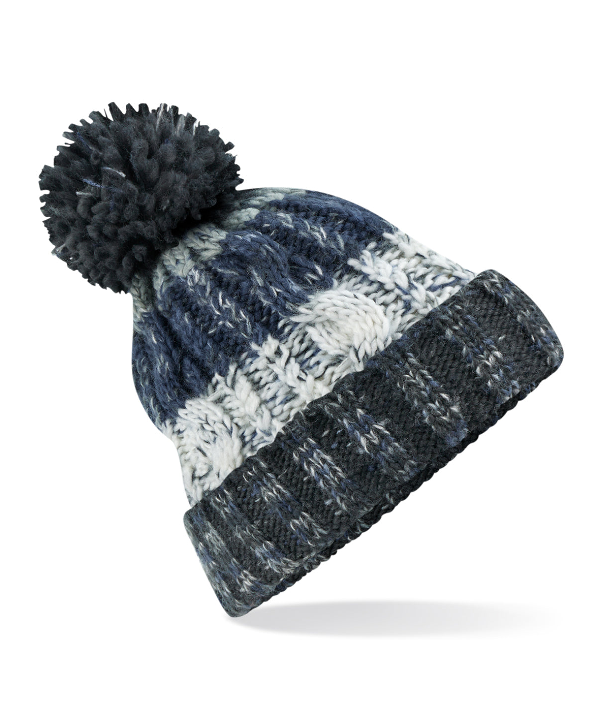 Beechfield Corkscrew pom pom beanie Arctic Dawn