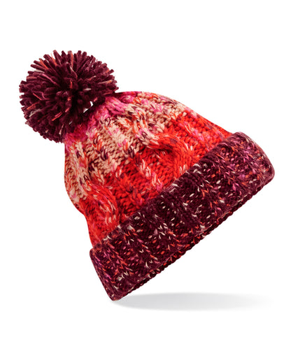 Beechfield Corkscrew pom pom beanie Cherry Sherbet
