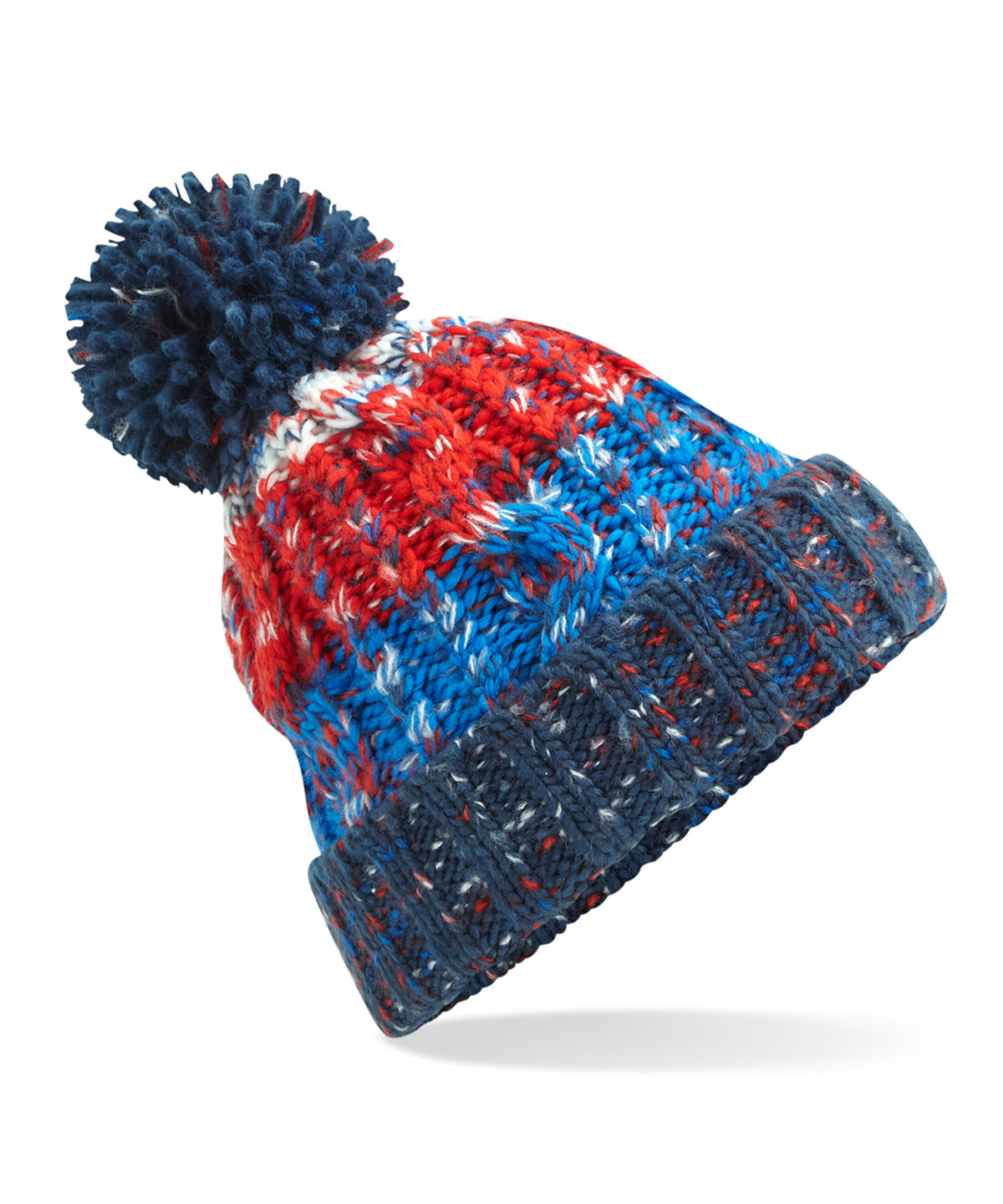 Beechfield Corkscrew pom pom beanie Chilli Blues