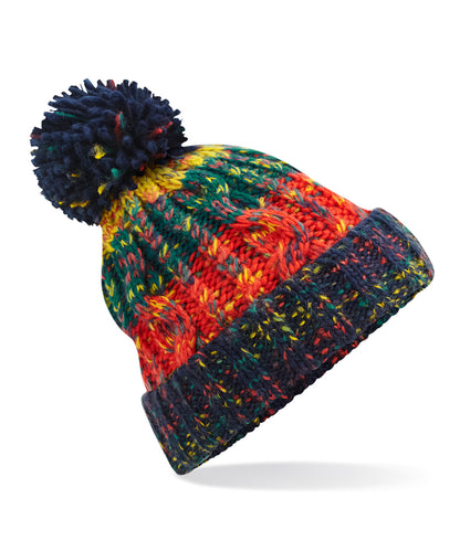 Beechfield Corkscrew pom pom beanie Crackling Campfire