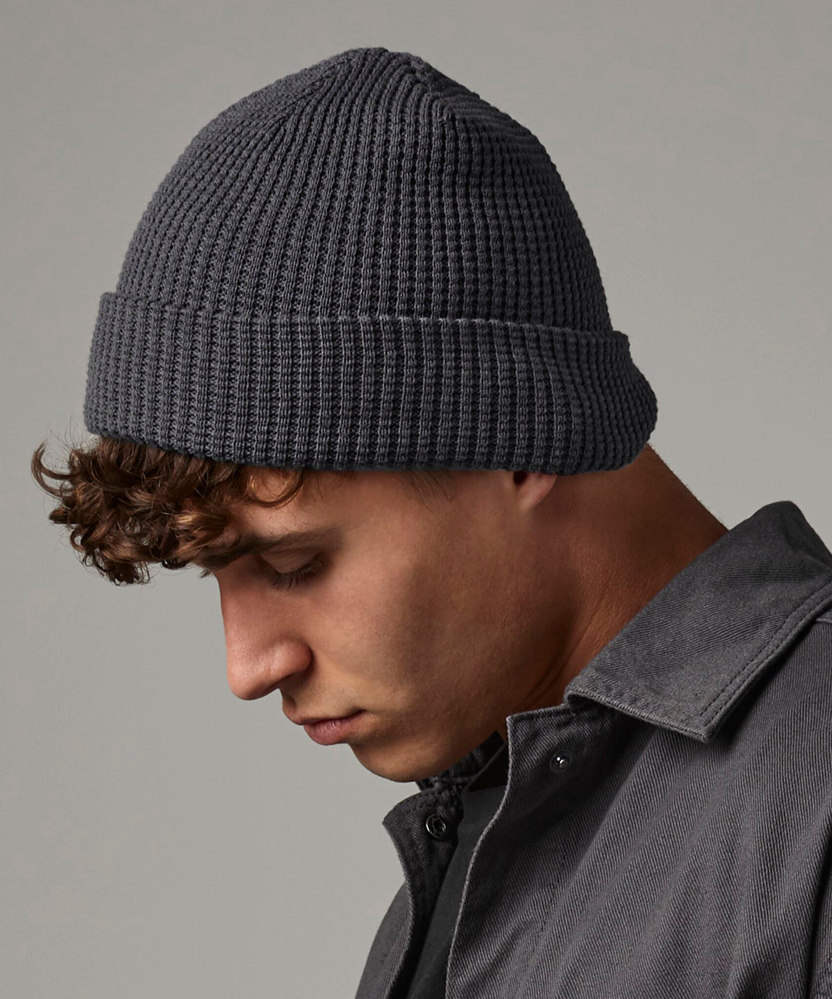 Beechfield Organic cotton waffle beanie Black