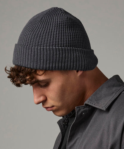 Beechfield Organic cotton waffle beanie Black