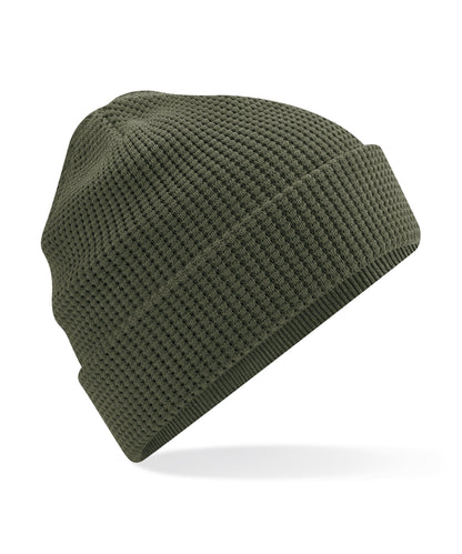 Beechfield Organic cotton waffle beanie Olive Green