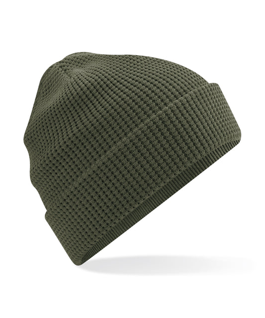 Beechfield Organic cotton waffle beanie Olive Green