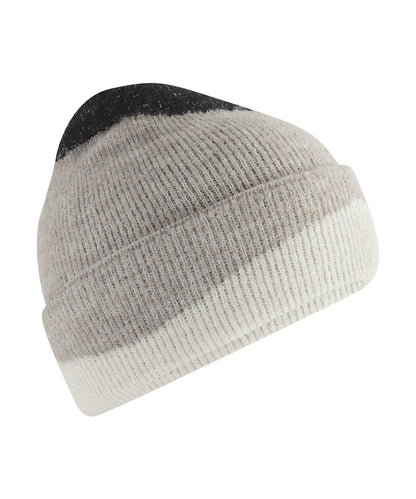 Beechfield Soft wave beanie Black/Light Grey/Soft White