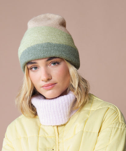 Beechfield Soft wave beanie Almond/ Pistachio/ Dusty Green