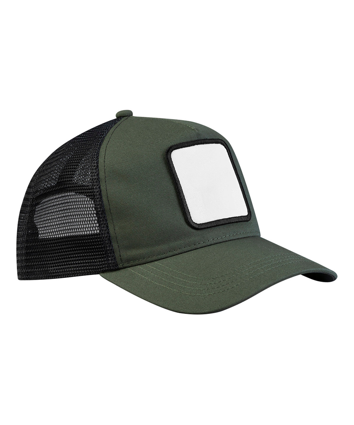 Beechfield Appliqué patch 5-panel trucker Olive Green/Black