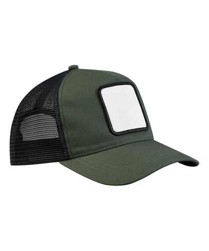 Beechfield Appliqué patch 5-panel trucker Olive Green/Black