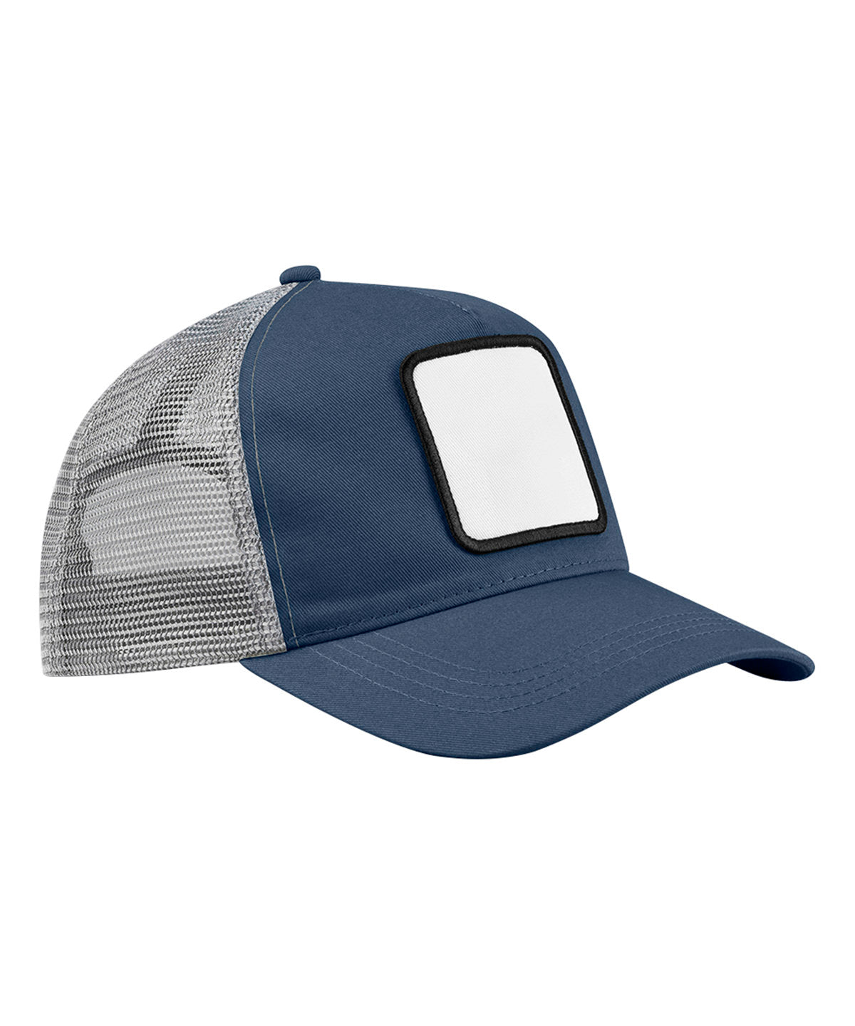 Beechfield Appliqué patch 5-panel trucker Slate Blue/Light Grey
