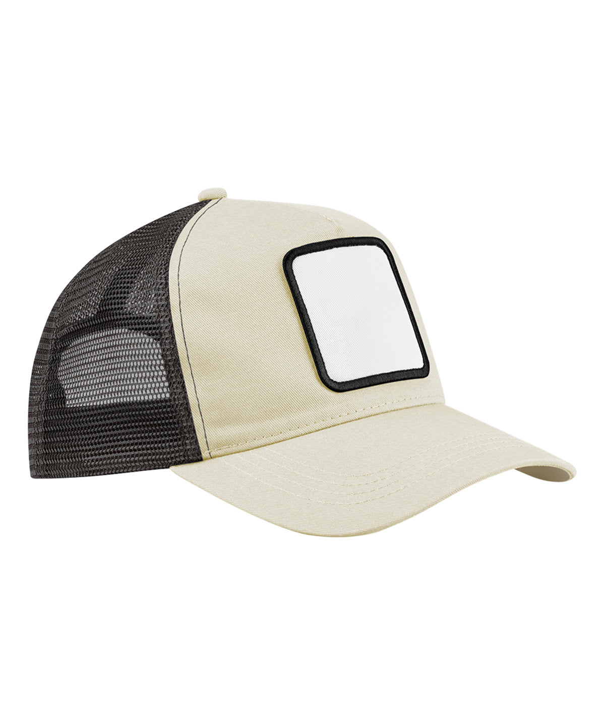 Beechfield Appliqué patch 5-panel trucker Stone/Shadow Grey