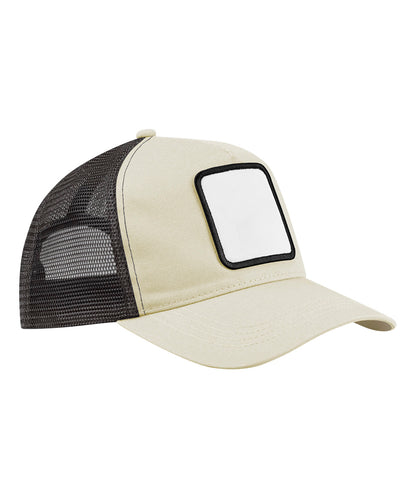 Beechfield Appliqué patch 5-panel trucker Stone/Shadow Grey