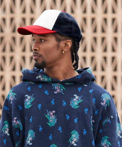 Beechfield Retro 5-panel trucker Black/Dark Olive