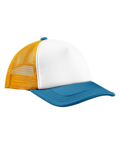 Beechfield Retro 5-panel trucker Sunflower/Heritage Blue