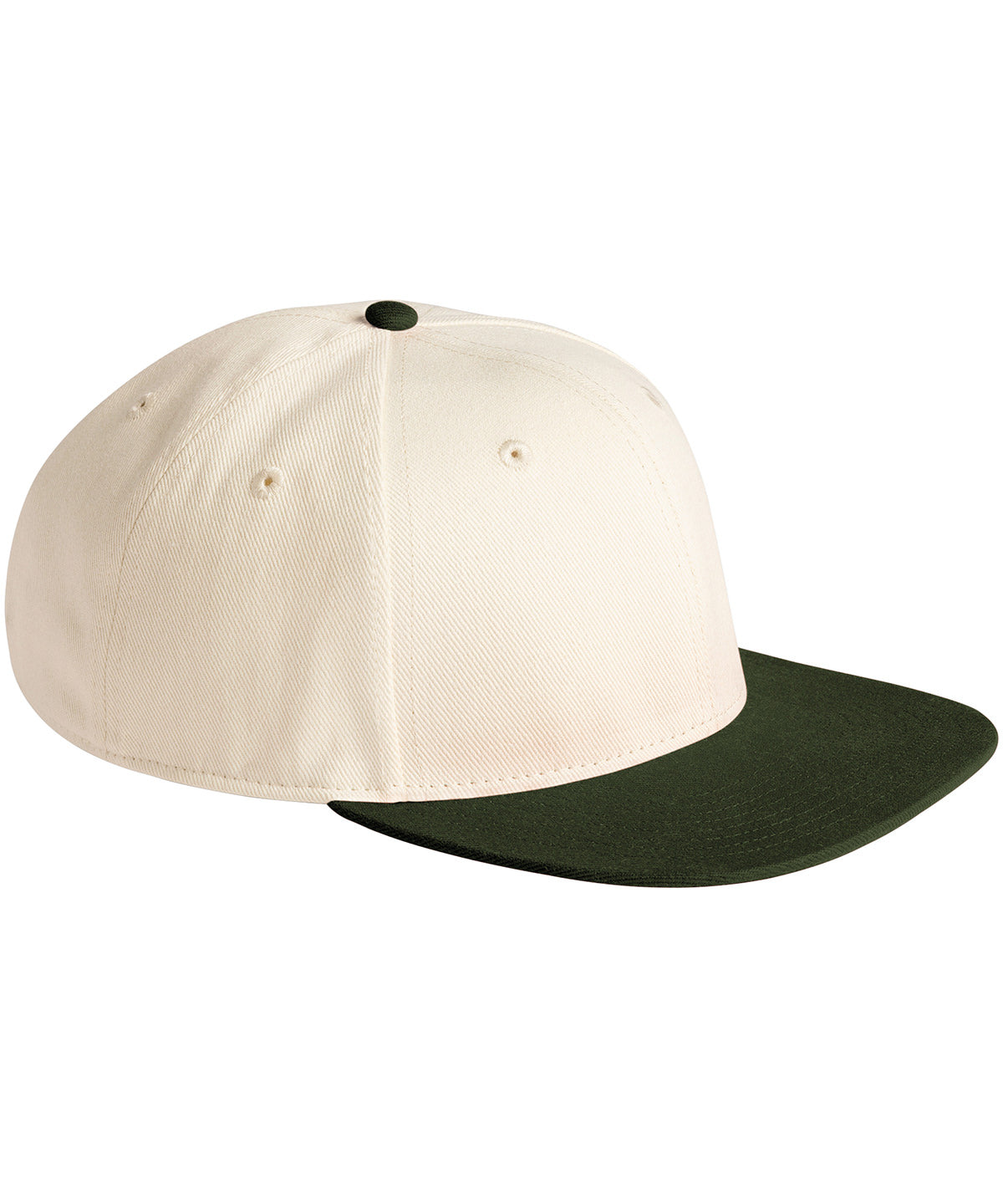 Beechfield Contrast flat peak 6-panel cap Natural/Dark Olive