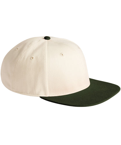 Beechfield Contrast flat peak 6-panel cap Natural/Dark Olive