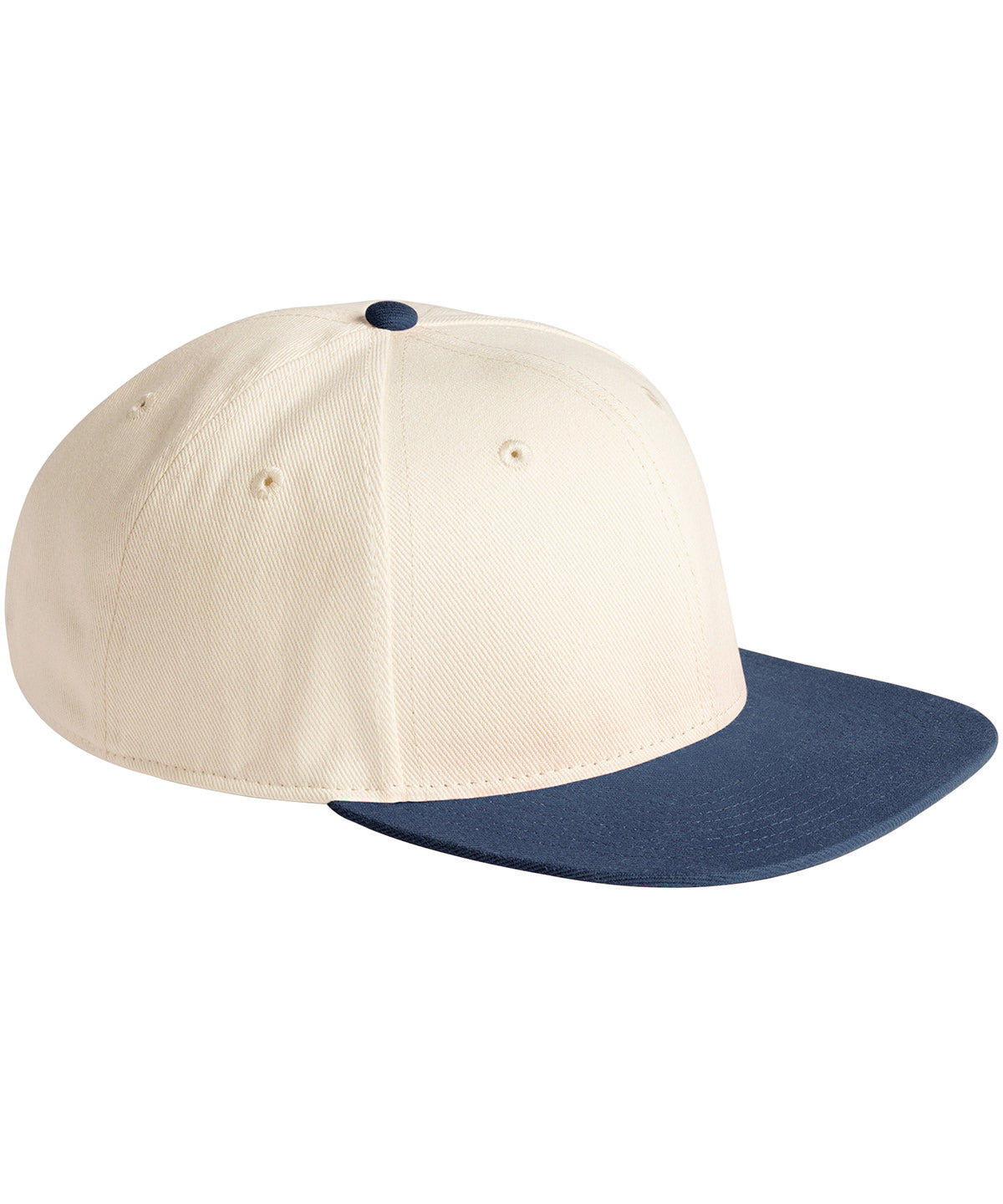Beechfield Contrast flat peak 6-panel cap Natural/Navy