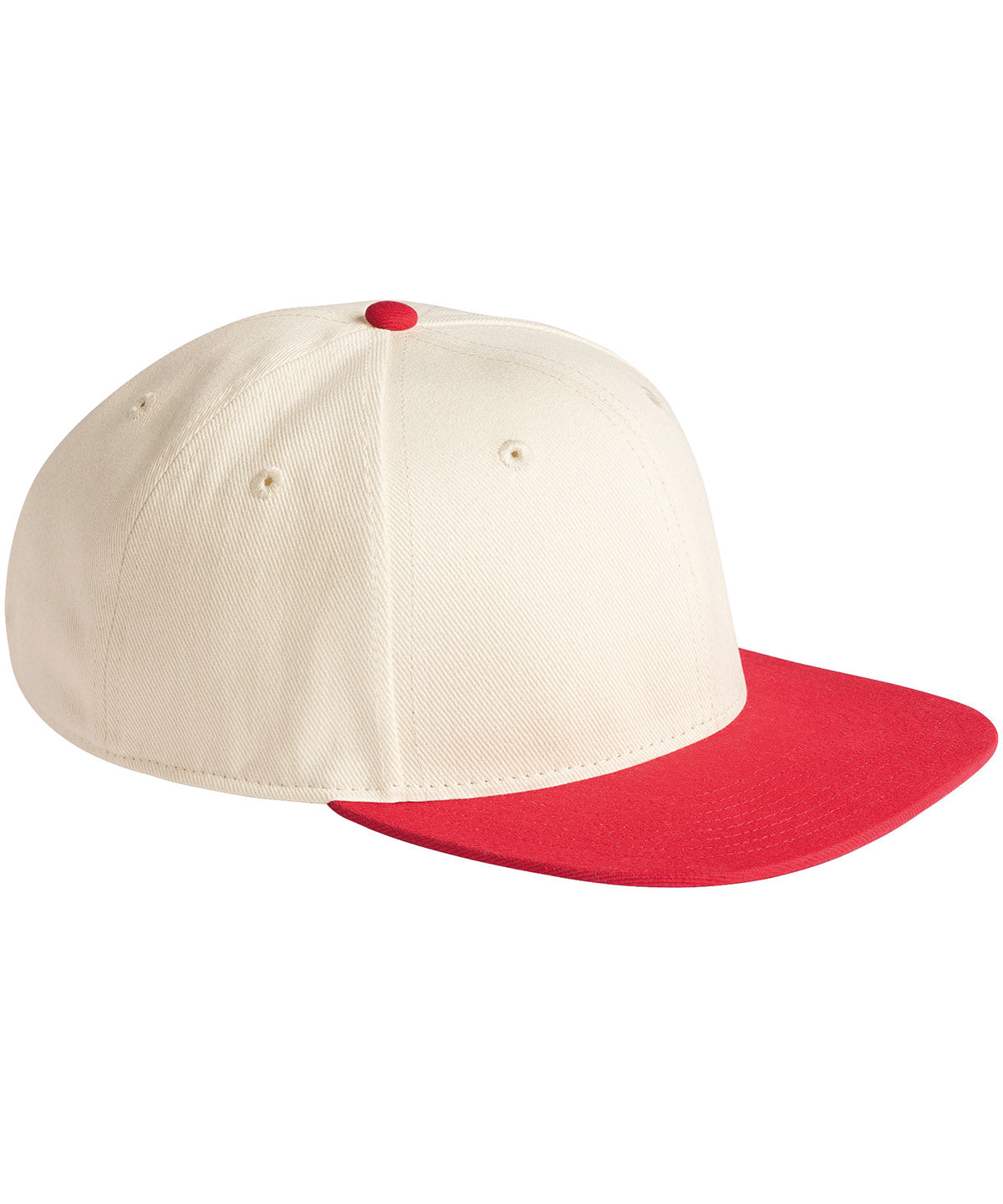 Beechfield Contrast flat peak 6-panel cap Natural/Red