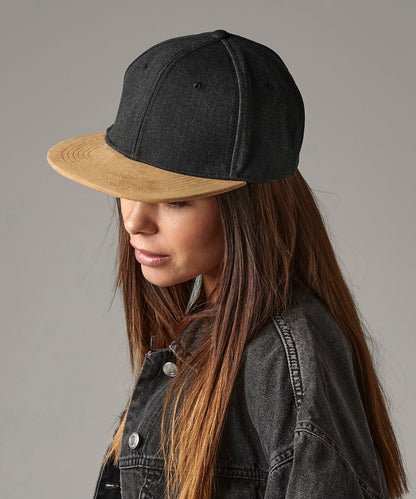 Beechfield Suede peak snapback Denim Blue