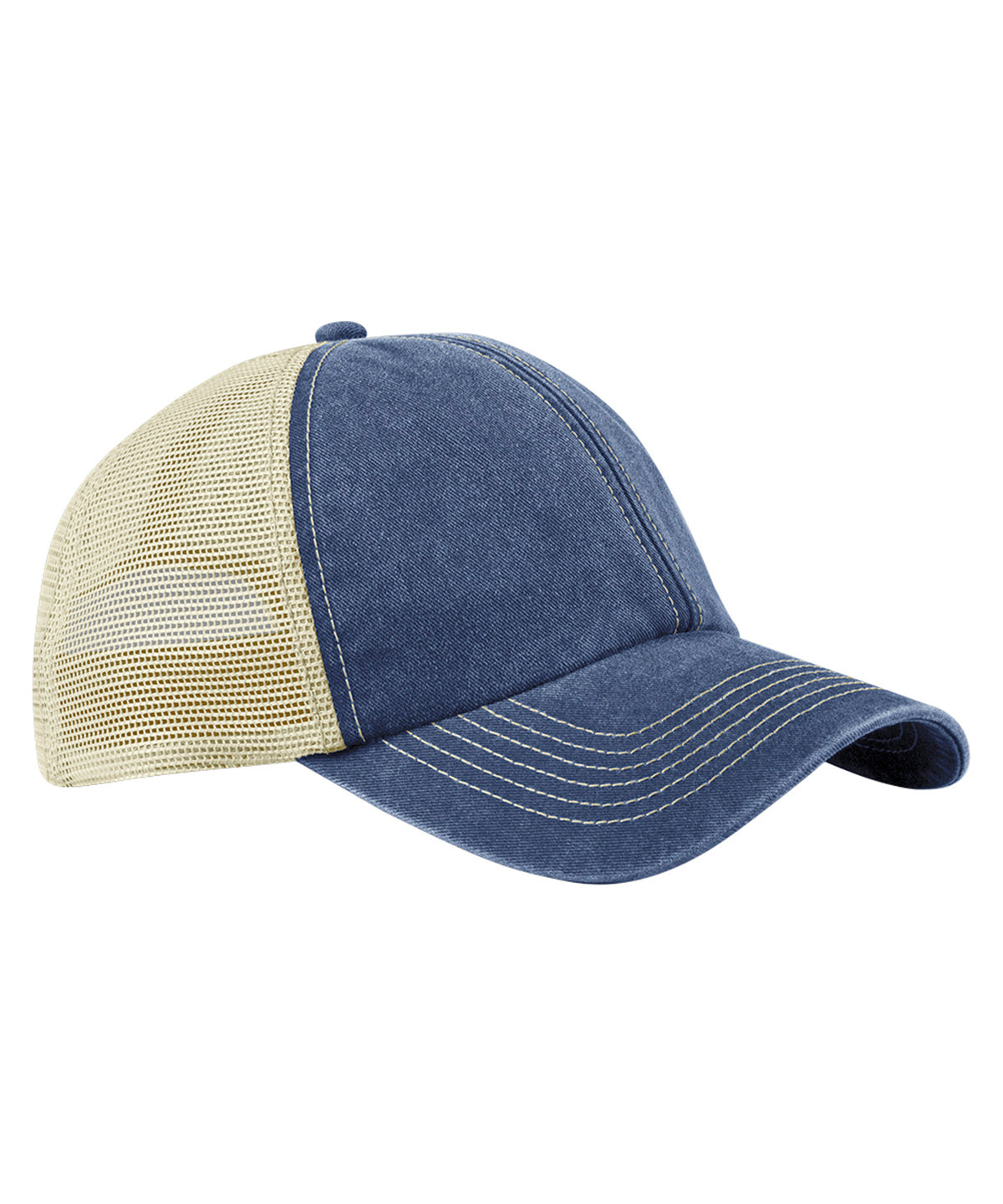 Beechfield 6-panel vintage trucker Vintage Denim/Stone